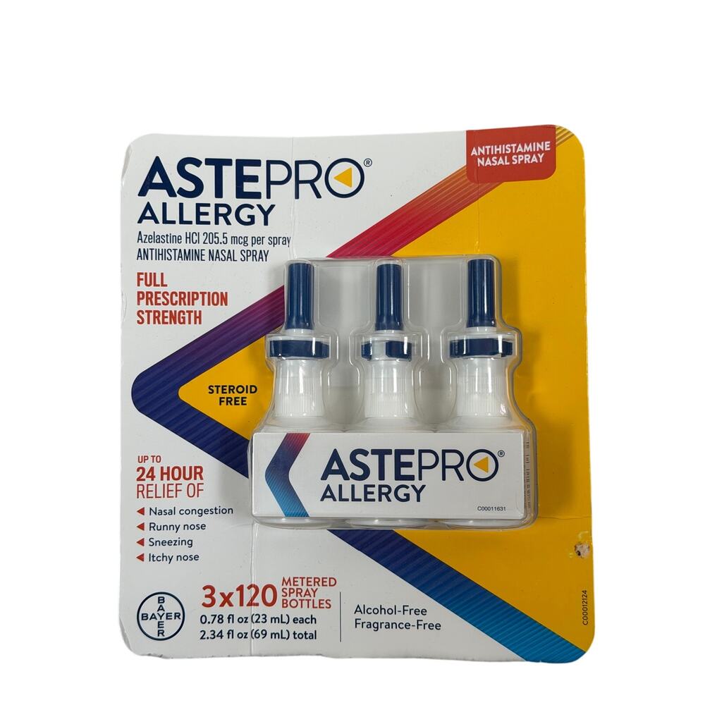 Astepro Allergy Nasal Spray Steroid Free Antihistamine 3 Pack x 120 Sprays 24 Hr
